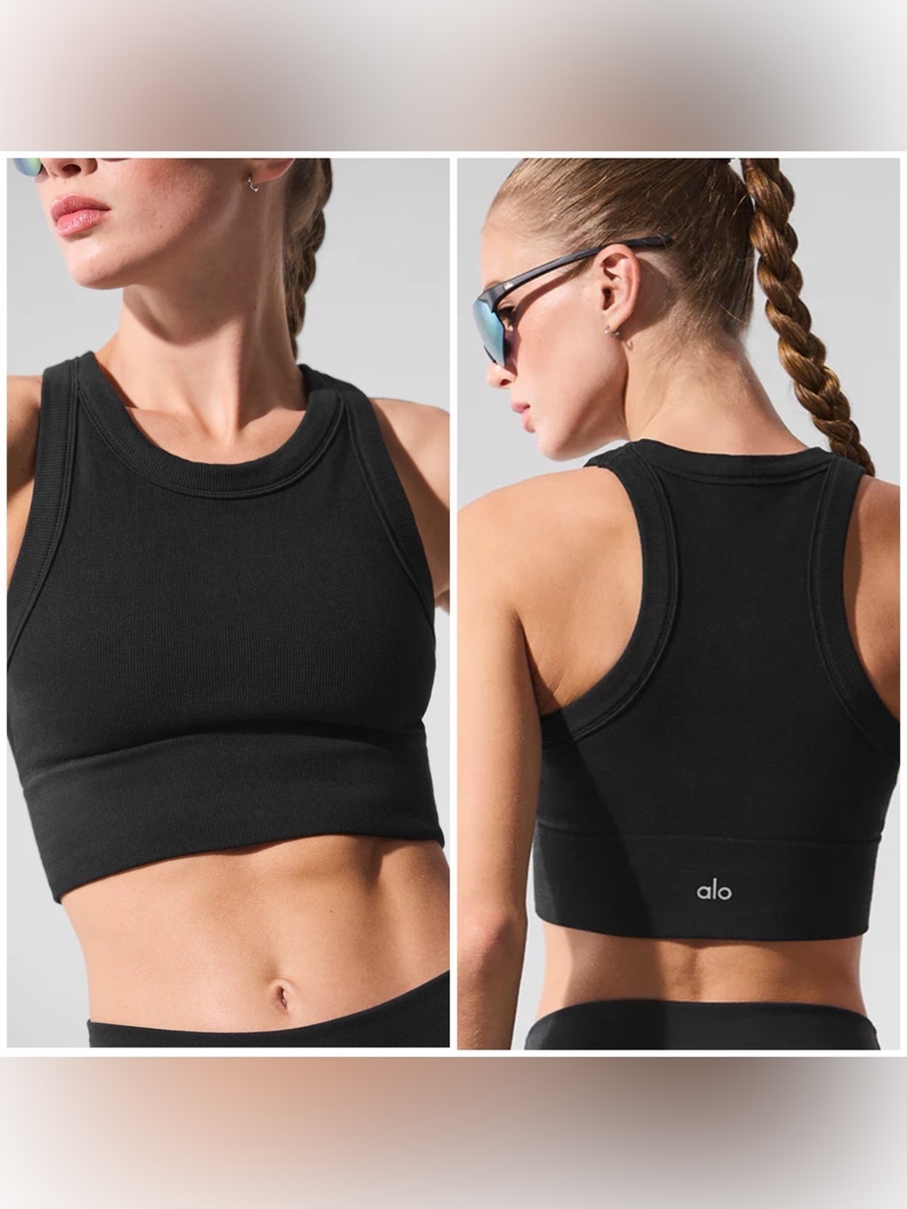 Alo Yoga Seamless Delight High Neck Bra Black Gym Training Size XS